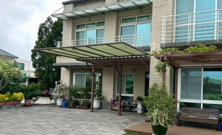 Sail Shade in Courtyard Greenery